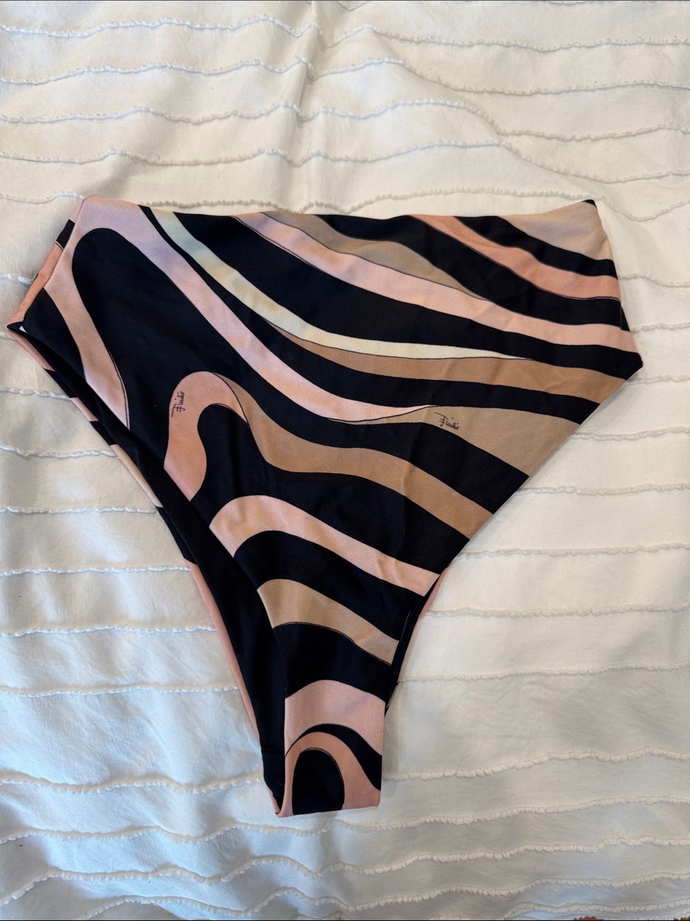 PUCCI High-Waist Women’s Swim Bottom in Black and Blush - Designer Print